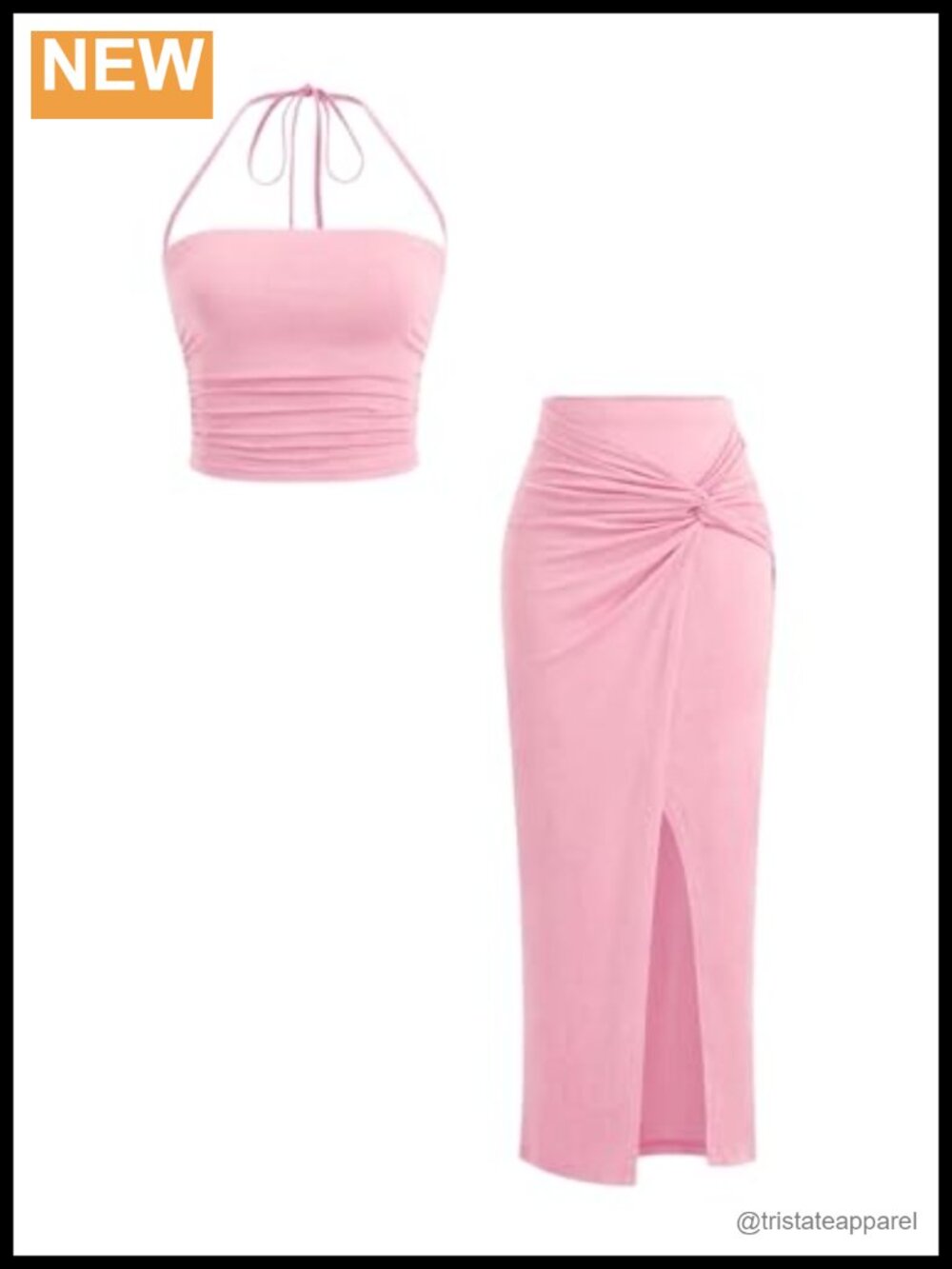 Verdusa Women's 2 Piece Set Sleeveless Twist Knot Top with Wrap Skirt
